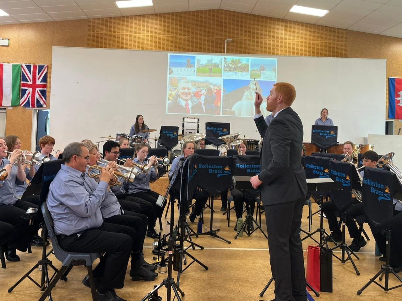 Rolleston Brass playing together in concert