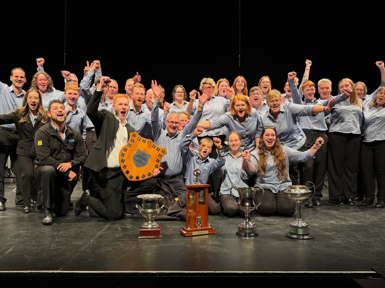 Rolleston Brass celebrating. C-Grade Champions!