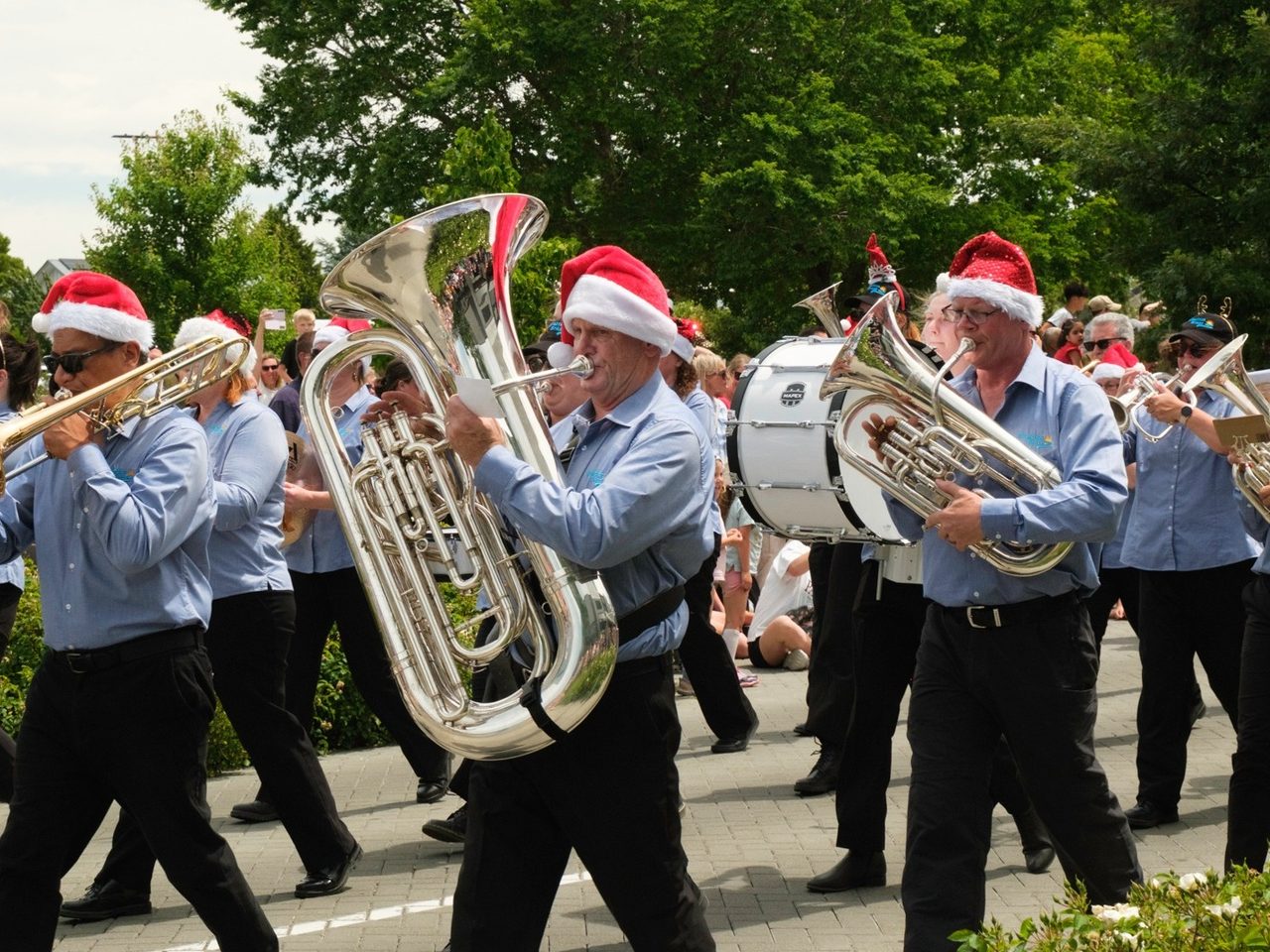 Rolleston Brass marching in the Rolleston Christmas parade